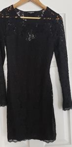 Black mini lace dress with cutout back